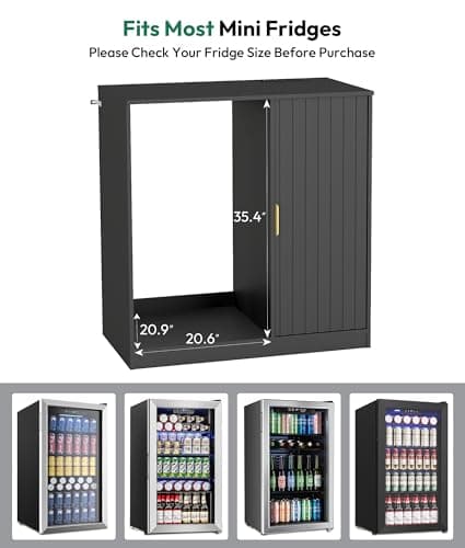 Lamtor Wine Bar Cabinet with Fridge Space, Snack Bar Cabinet with Power Outlet, Fluted Coffee Bar with Adjustable Shelf for Game Room, Dining Room Living Room, Black - Thumbnail 3