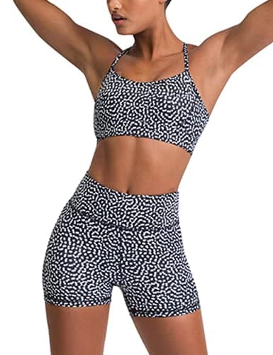 Womens Polka Dots Workout Set 2 Piece Gym Sets Short Matching Yoga Outfit