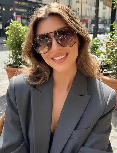 YMRFW Oversized Retro Aviator Sunglasses for Women Men Classic 70s Trendy Vintage Style Large Frame Sun Glasses - Thumbnail 4