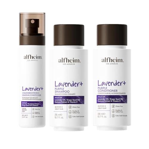 ALFHEIM Lavender+ 3-Step Hair Care Kit | Purple Shampoo, Conditioner & Leave-In Spray for Blonde, Silver & Highlighted Hair | Anti-Brass, Hydrating, UV Protection | Sulfate-Free, Color-Safe | Gift - Image 1