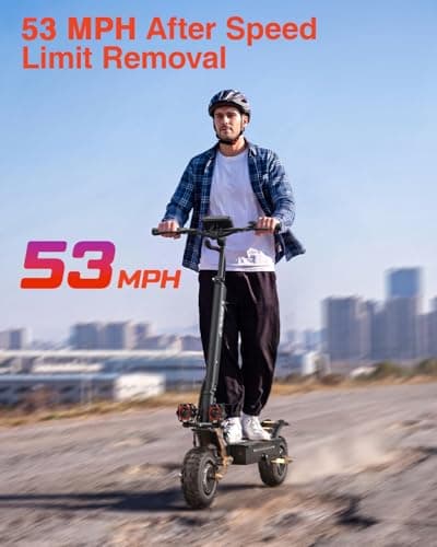 LEOOUT T85 6000W Dual Motor Electric Scooter for Adults, 53 MPH High Performance Off-Road E Scooter with Seat, Up to 59 Miles Long Range, 11” All-Terrain Tires, Hydraulic Disc Brakes - Thumbnail 2