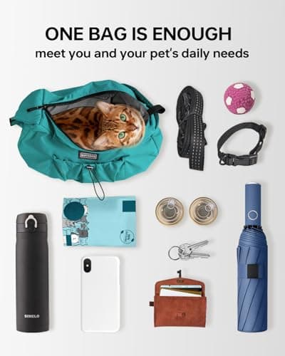 Puppy Sling Carrier for Small Dog-Widened and Thickened Shoulder Strap with Storage Pocket, Adjustable Hands-Free Small Dog Carrier Sling for Outdoor,Cat&Dog Sling Carrier 7-15 lbs. (Peacock Blue) - Thumbnail 6
