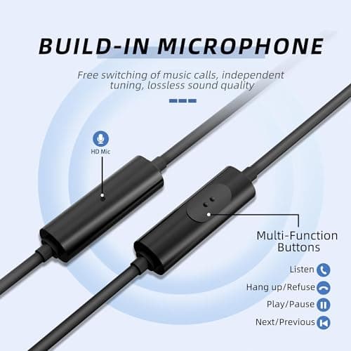 MORMOQUE EP-06 Wired Earbuds in-Ear Earphones,Build-in Microphone Noise Isolating Headphones,3.5mm Jack 4.9ft Long Cord Ear Buds,HD Bass Audio,with 6 Ear Tips,for Smartphones/Laptop/Computer Etc-Black - Thumbnail 4