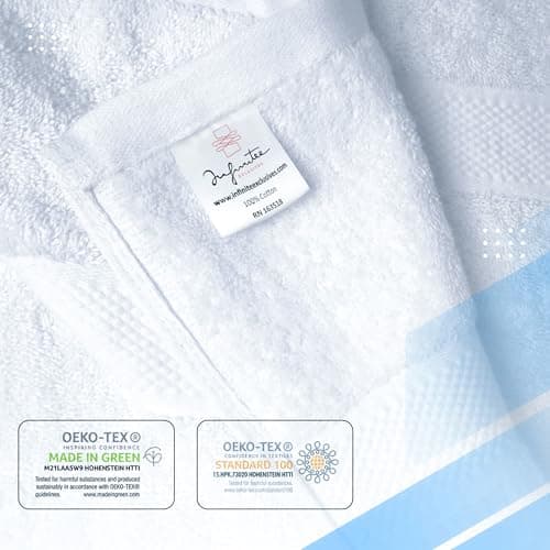 Infinitee Xclusives Luxury 100% Cotton Towel Set – 8 Piece Bathroom Towel Set (2 Bath Towels, 2 Hand Towels, 4 Washcloths) – Soft & Absorbent Towels for Bathroom (Brilliant White) - Thumbnail 5
