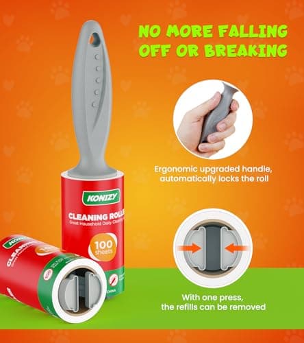 KONIZY Lint Rollers for Pet Hair Extra Sticky, 500 Sheets Mega Value Set Roller with 2 Upgraded Handles, 5 Portable Lint Roller for Clothes, Furniture, Carpet, Dog & Cat Hair Remover - Thumbnail 5