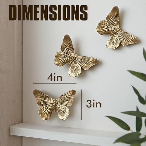GUSFREUD 3D Butterfly Wall Decor Set – Resin Wall Decorations for Living Room, Bedroom, Garden, Yard, Outdoor and Gallery Walls - Antique Copper - Set of 3 - Thumbnail 2