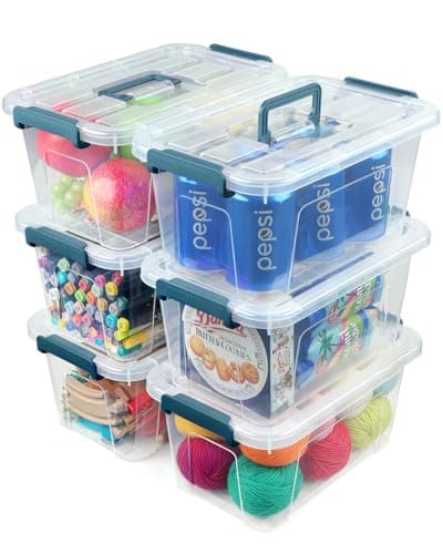 EOENVIVS Clear storage bins with lids 6 Pack, 7 Quart storage containers with lids, Stackable storage box Organizer for organizers and storage, Bedroom, Office, Classroom, Playroom & shoe boxes