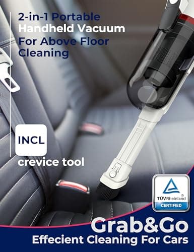 Roomie Tec SlimVac Pro Cordless Vacuum Cleaner for Home - 2200mAh Battery, High Suction Power, Lightweight, Detachable Handheld with HEPA Filter – Multi-Surface Cleaning for Carpets, Hard Floors, Cars - Thumbnail 5