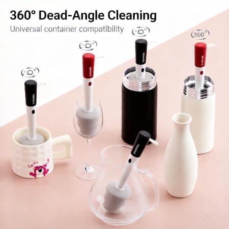 3-in-1 Cup Cleaner, 360° Dead-Angle Cleaning Brush with Extra Replaceable Head, Standable & Hangable, Baby & Pregnant Safe, Fits Mugs Thermoses Pacifiers, 2.8x6.3in/7x16cm - Thumbnail 6