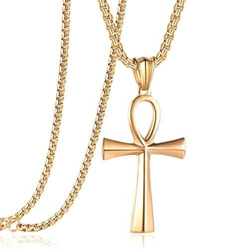 Rehoboth Ankh Ancient Egyptian Coptic Cross Pendant Necklace for Womens Mens 24 Inch Stainless Steel Chain - Image 1