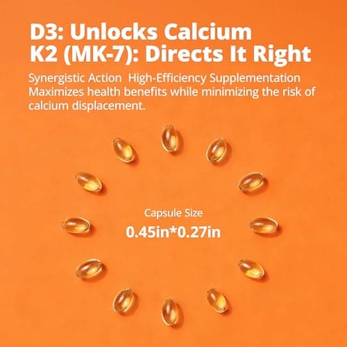 LincNutri Vitamin D3 K2 10000IU, MK-7 100mcg, 120 Softgels Supplements, Gluten Free, Bone & Heart Health, Immune Support,K2 D3 Vitamin Easy to Swallow, Vitamina D3 con K2 for 4-Month Supply - Thumbnail 6