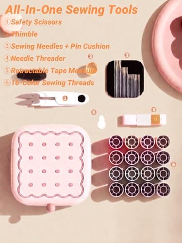 Travel Sewing Kit with Magnetic Tools | Compact Portable Set for Women Teens Girls Grandmas | Ideal for Home School Travel Clothes Mending & Embroidery | 3.9x2.8x1.2 Inches (10x7x3cm) - Thumbnail 3