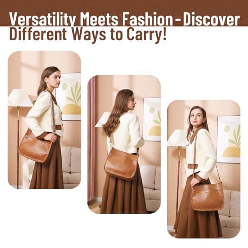 WOOMADA Crossbody Bags for Women Vegan Leather Hobo Handbag Trendy Shoulder Bag with 2 Adjustable Strap(1pc-light green) - Thumbnail 6
