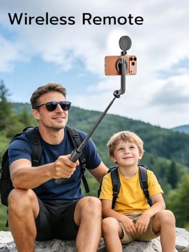 USKEYVISION Magnetic Selfie Stick Tripod with Light & Remote, Phone Tripod with Magnetic Holder for Magsafe, 360° Rotatable Cellphone Stand for iPhone/Android for Video Recording, Vlogging(SPT-02) - Thumbnail 4