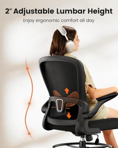 ErGear Drafting Chair, Standing Desk Chair with Flip-Up Armrests, High Desk Chair Adjustable Height, Ergonomic Tall Office Chair with Lumbar Support and Adjustable Footrest Ring - Thumbnail 3