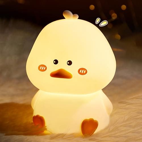 L LOHAS LED Cute Duck Night Light, Kawaii Duck Lamp, Desk Decor, Cute Stuff, Squishy Duck Light, 16 Colors Table Lamp with Remote Control, USB Rechargeable, Ideal Funny Gifts