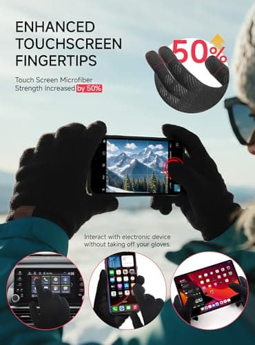 TRENDOUX Winter Wool Gloves for Men: Mens Cold Weather Warm Touch Screen Merino Wool Knit Gloves, Non-slip Thermal Fleece Glove for Outdoor Driving Running Hiking Adult Gift Large Size BLACK - Thumbnail 4