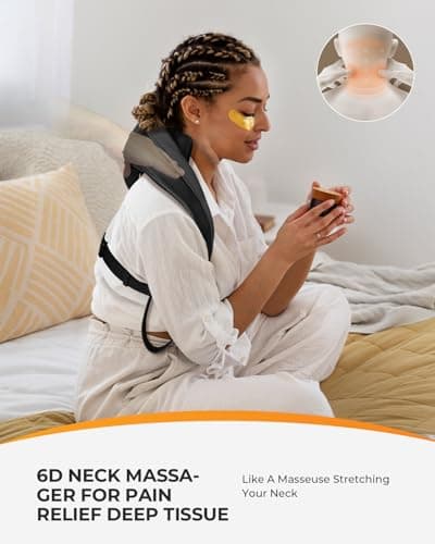 CooCoCo FSA Eligible Cordless Neck Massager - Upgraded Back Massager for Pain Relief Deep Tissue, Shoulder Massager with Heat, 6D Shiatsu Kneading, HSA Store Massager Gifts for Mom Dad - Thumbnail 4