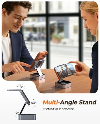 Aoara 3 in 1 Wireless Charging Station for Apple Multiple Devices, Foldable Travel MagSafe Charger Stand with 20W PD Adapter for iPhone 17 16 15 14 13, Apple Watch, AirPods Pro/4 - Space Grey - Thumbnail 4