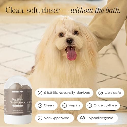 Muddi Pet Dog Concentrated Waterless Rinse-Free Shampoo & Conditioner with Bath Mitt – Sensitive Skin, Stress & Itch Relief Gentle Leave-in Serum – 98.65% Naturally Derived-Dry Shampoo for Dogs–8×10ml - Thumbnail 4