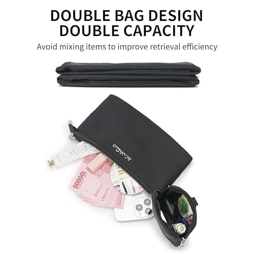 ACUARIO Crossbody Bags for Women - Nylon Purse Trendy Mul-pockets Waterproof Shoulder Bag with Wide Strap (Black) - Thumbnail 6
