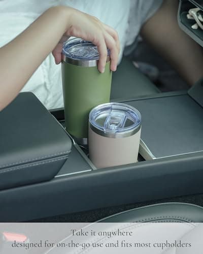 UIRZOTN Travel Coffee Tumbler 20oz, 8 Pack Leakproof Travel Coffee Mug with Lid and Straw, Stainless Steel Double Wall Vacuum Insulated Tumbler for Hot/Iced Drinks (Textured Matte, White) - Thumbnail 5