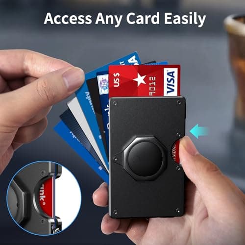 BIIGELL Wallet for Men - Air Tags Metal Wallet Work with Apple Find My(iOS Only), Mens Wallet with Removable Money Clip, RFID Blocking Credit Card Holders, Slim Wallet Tracker(Air Tags included) - Thumbnail 2