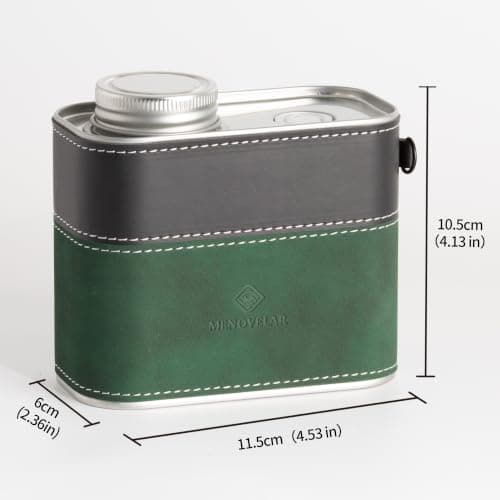 menovelar Coffee Canister with One-Way Valve, 6oz Portable Camping Coffee Container, Airtight Tinplate Jar with PU Leather Sleeve for Travel Hiking(dark green) - Thumbnail 2