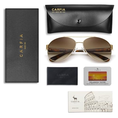 CARFIA Pilot Polarized Sunglasses for Men Women UV400 Vintage Retro Style Driving Sun glasses - Thumbnail 6