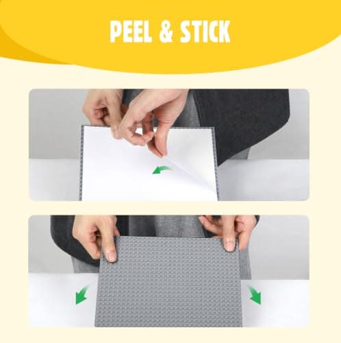 Lekebaby 8 Pack Peel and Stick Building Base Plates, 10"x10" Classic Self-Adhesive Building Boards - 100% Compatible with Major Brands of Toy Building Sets,Sturdy Stacking Play Table Top, Grey - Thumbnail 6