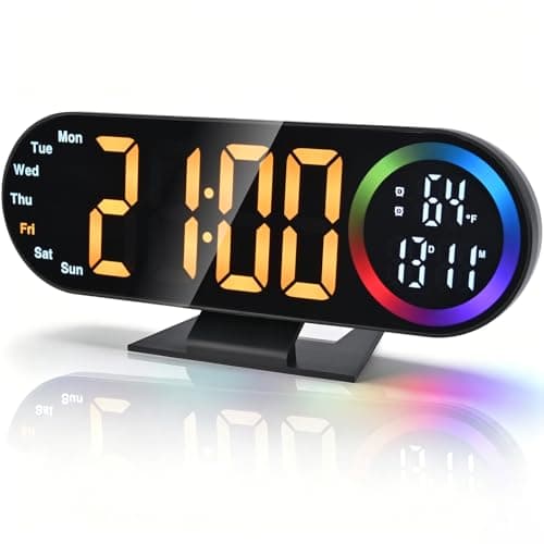 Electime Digital Alarm Clocks with 16 Night Light, Loud Alarm Clock for Heavy Sleepers Adults Teens Kids Seniors, 3 Brightness 2 Alarm Mirror and LED Big Display Clocks for Bedside, Desk