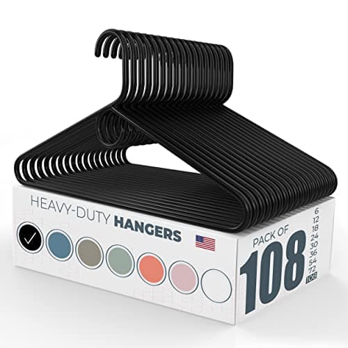 Neaties Heavy Duty Clothes Hangers 100 Pack (108 Count) – Made in the USA – 8lb Capacity Plastic Hangers for Adult Clothing – Durable for Pants, Coats, Jackets, or Jeans – Black - Image 1