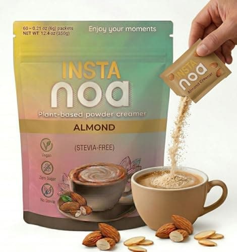 NOA Powder Coffee Creamer, Almond, No Stevia, 30 Sachets - Image 1