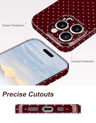 Aitipy Magnetic Polka Dot Phone Case for iPhone 13 Pro Max, Compatible with MagSafe, Cute Polka Dots Fashion Aesthetic Soft TPU Slim Shockproof Protective Phone Cover for Women Girls-Wine Red - Thumbnail 5