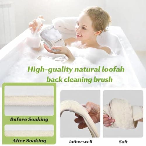 Kaaeiccr Loofah Back Scrubber, Natural Back Scrub Sponge for Shower, Body Exfoliator for Men and Women, Helps Deep Cleanse Back, Shoulders and Hard-to-Reach Areas, Refreshes Skin - Thumbnail 5