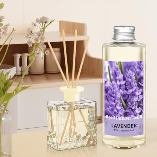 STRN Lavender Essential Oil Reed Diffuser Refill 200ml Long-Lasting Aromatherapy, Natural Fragrance Liquid with Eco-Friendly Bottle for Home, Bedroom, Spa - Thumbnail 4