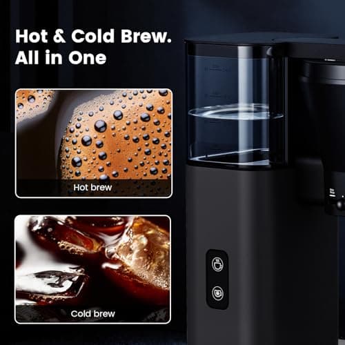 Kismile SCA-Certified 8 Cup Drip Coffee Maker, Pour Over Coffee Machine with 3s Instant Heat 197–205℉, Adjustable Flow Control, Removable Water Tank, Deep Cold Brew & 40 Min Keep Warm (Dark Grey) - Thumbnail 2