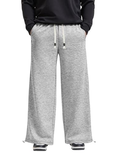 Crastimo Men Baggy Cotton Sweatpants Comfy Lightweight Loose Gym Trousers Big and Tall Athletic Lounge Slacks 2026 Valentine's Day Gift for Boy Gray L - Image 1