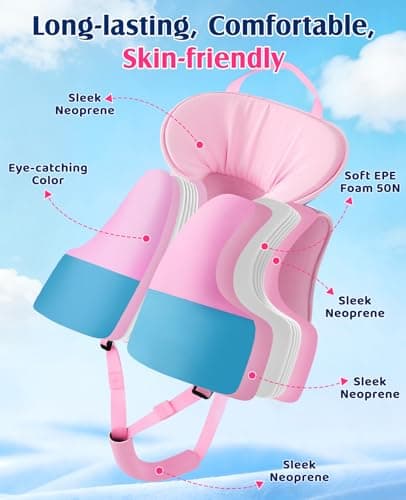 HeySplash Infant Swim Vest, Baby Floaties for 6-24 Months (13-33lbs) with Neck Support, Safety Buckles Training Swim Jacket for 1,2 Years Toddlers,10-20-30 lbs Girls, Beach Pool Float Jumper, Pink - Thumbnail 5