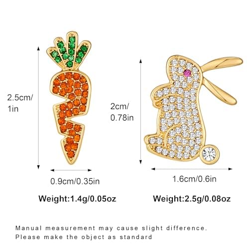 Easter Stud Earrings for Women Trendy Simple Rabbit Earrings Bunny Carrot Stud Earrings Cute Easter Gift for Her - Thumbnail 5