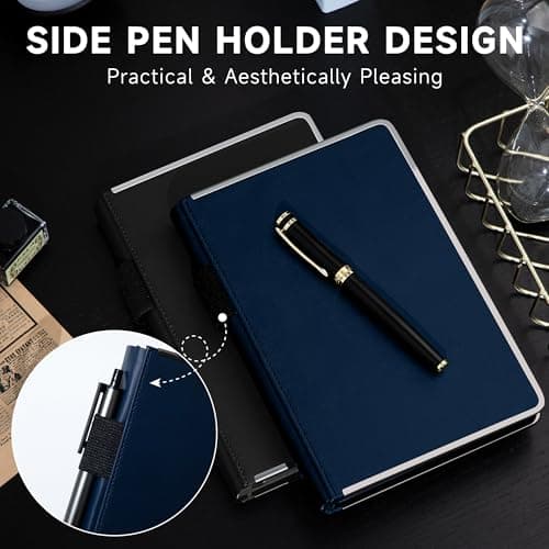 MINICAGIE Journal Notebook for Men Women Gifts Hardcover Leather Mens Journals for Writing 288 Pages 100 Gsm Paper Thick Journaling Notebooks for Work Diary, 5.7x8.3 In, Blue - Thumbnail 4
