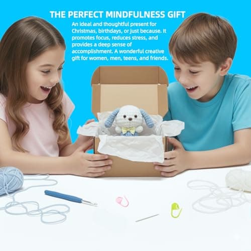 BUNUKY Crochet Kit for Complete Beginners - DIY Starter Kit to Make a Cute Puppy | Step-by-Step Video Tutorials for Easy Learning | Creative Craft Gift for Christmas, Adults, Teens (Sky Pup) - Thumbnail 6