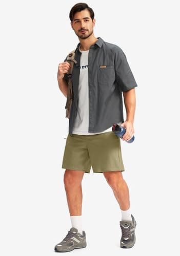 Viodia Men's 7" Golf Shorts with 5 Pockets Elastic Waist Quick Dry Stretch Lightweight Shorts for Men Hiking Casual Athletic Medium Khaki M - Thumbnail 6