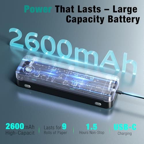 PEDOOLO Portable Printer Wireless for Travel, Inkless Thermal Printer Supports 8.5 x 11 Inch Thermal Paper, Bluetooth Compatible with iOS, Android, Laptop Includes 2 Rolls & 10 Sheets of Paper Kit - Thumbnail 5