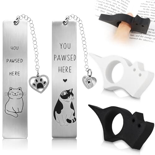 4 Pcs Cat Book Page Holder Set, 2 Pcs Thumb Book Page Holder, 2 Pcs Zinc Alloy Cat Book Marker, Mothers Day Gifts, Book Accessories for Reading Lovers, First Mothers Day Gift for New Mom - Image 1