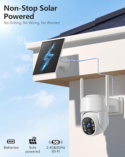 Gianteye 5G Solar Security Cameras Wireless Outdoor, 2K Cameras for Home Security Outdoor, Security Cameras Wireless Outdoor with Color Night Vision, 2-Way Talk, PTZ Human Detection, 2 Packs - Thumbnail 2