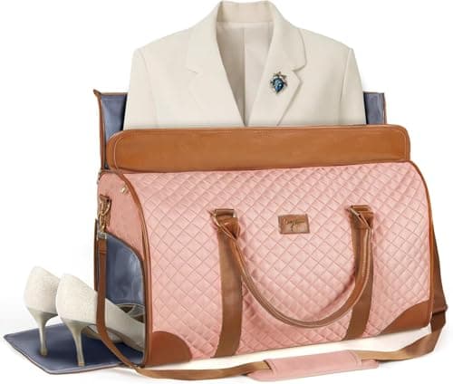 Tonyeee Convertible Garment Duffel Bags for Travel, Carry On Garment Bag with Shoe Compartment, 3 in 1 Foldable Suit Duffle Bag for Women, Jenni Bag for Hanging Clothes, Pink (1Pcs Set) - Image 1