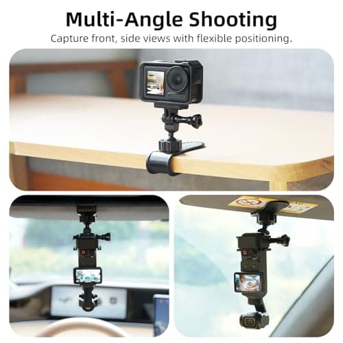 BRDRC Car Visor Mount for DJI Osmo Pocket 4 3, for Xtra Muse 360° Adjustable Car Vlog Kit with Safety Strap & Mobile Phone Clip for DJI Osmo Pocket 4 3 Creator Combo/Xtra Muse Accessories - Thumbnail 2