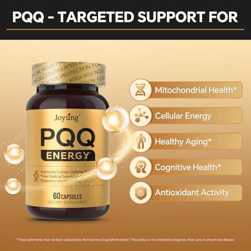 Joyung 20mg PQQ Supplement with AKG 200mg, Pyrroloquinoline Quinone, Antioxidant for Energy & Cognitive Support, Brain Function, Vegan Capsules, 60 Capsules - Thumbnail 4