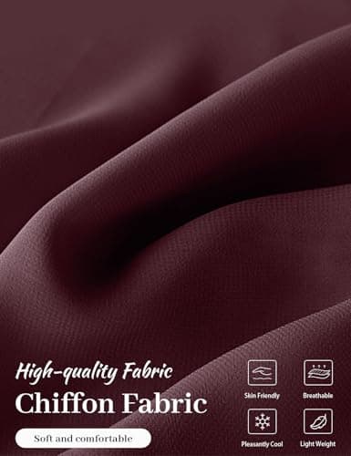 BEAUZSUZSANA Women Chiffon Bolero Cape Capelets with Arm Holes Shawls and Wraps for Evening Dress Bridal Wedding Party (Cabernet,L-XL) - Thumbnail 5